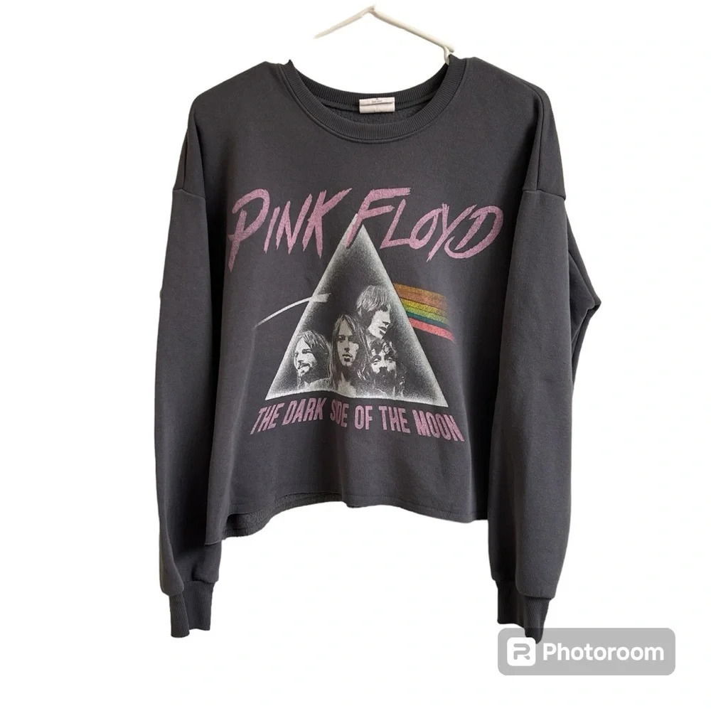 Grayson Threads Pink Floyd Grey Oversized Cropped Boxy Sweatshirt Women’s Sm - Picture 2 of 10